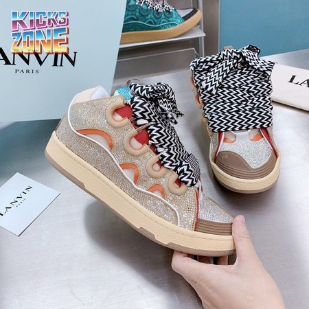 LANVIN Curb sneakers in Leather and strass beige STRA-H2105 Size 35-45